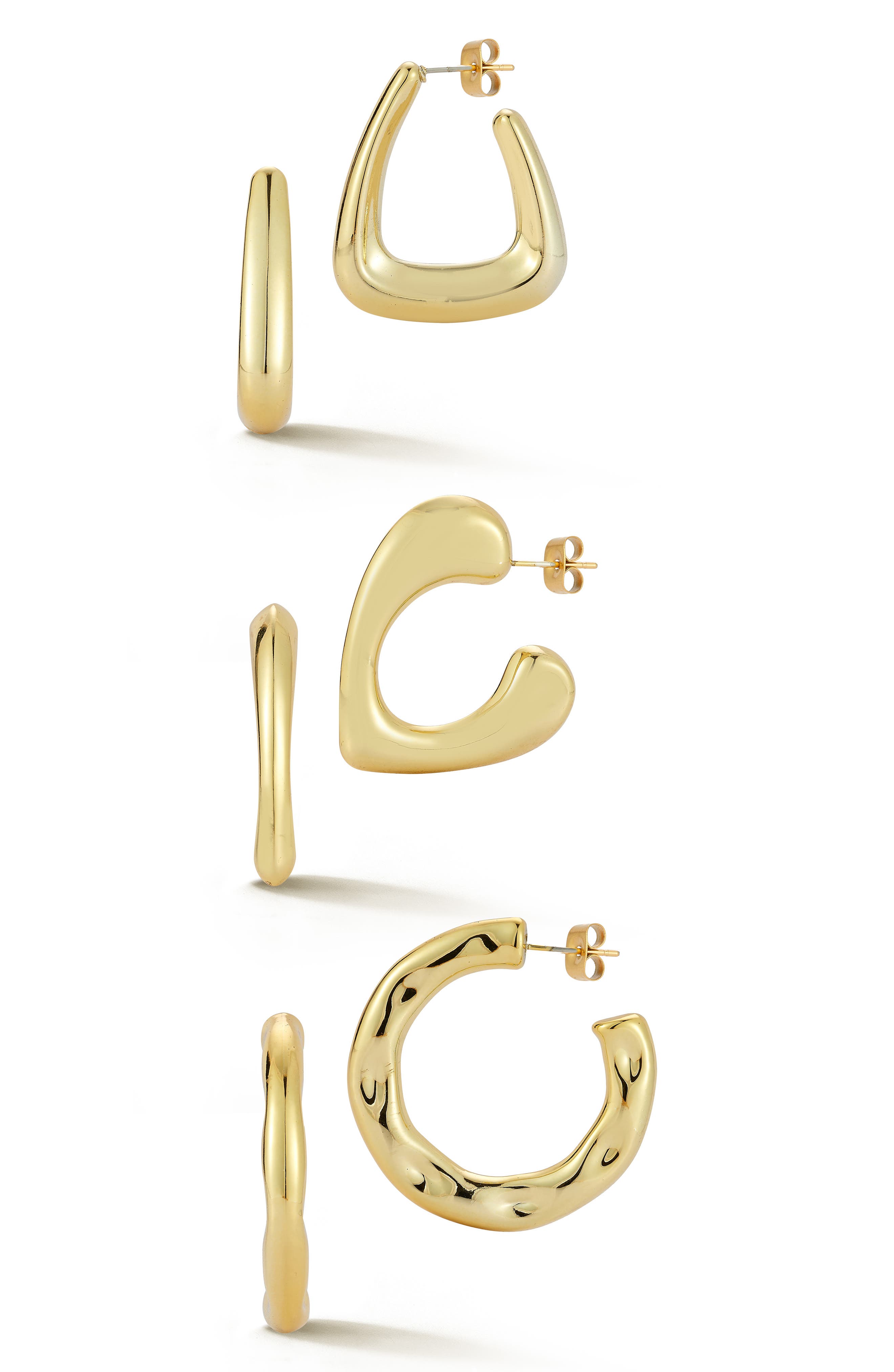 Set of 3 Silvertone Plated Earrings