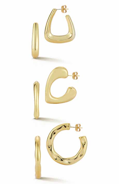 Set of 3 Silvertone Plated Earrings