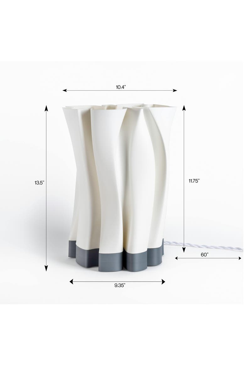 Flame 13.5" Modern Bohemian Plant-Based PLA 3D Printed Dimmable LED Table Lamp, Alternate, color, White/Gray