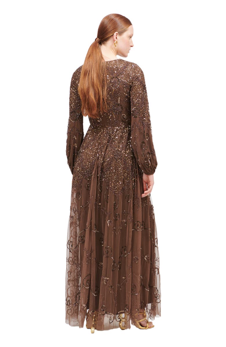 MARYISA Modest Embellished Sequin Beaded A-Line Maxi Dress, Alternate, color,