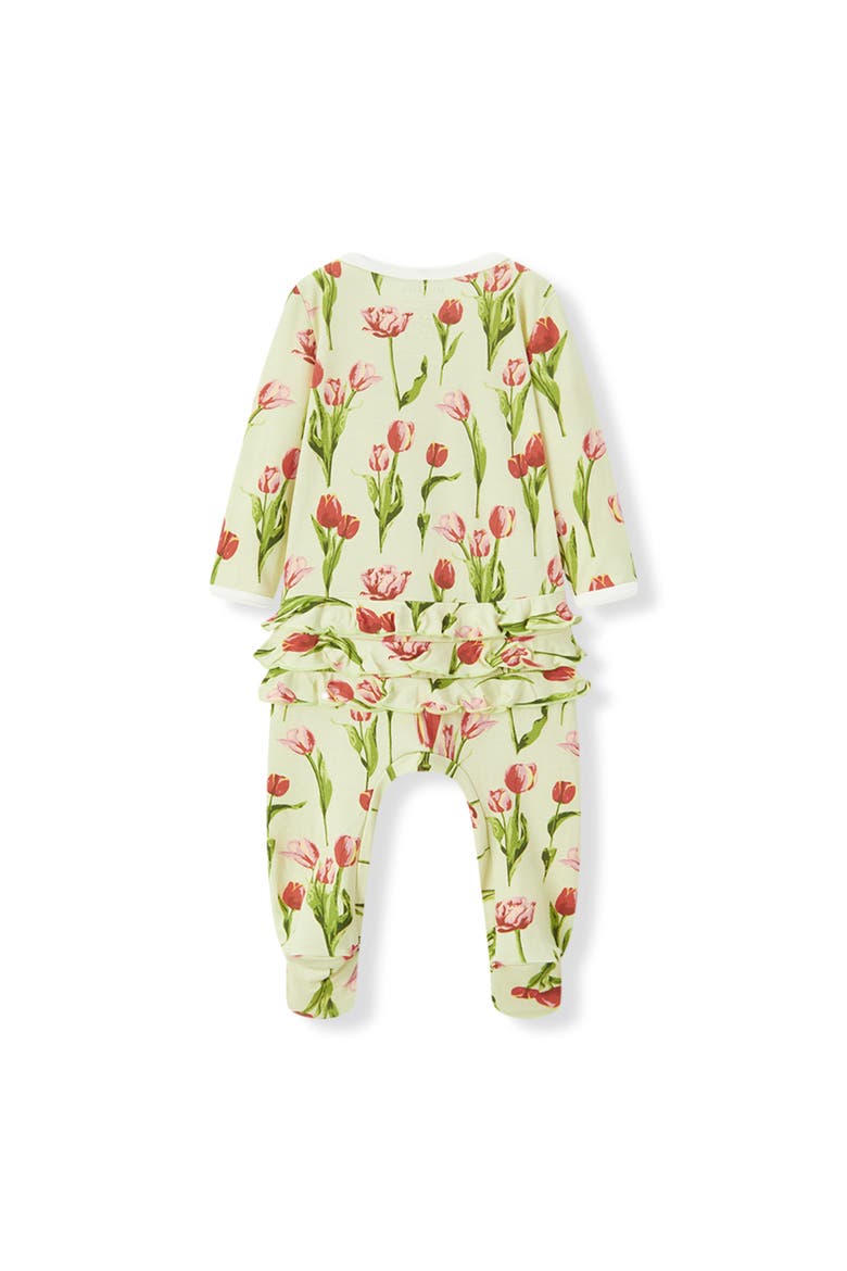Luxe Stretch Ruffle Footed Romper, Alternate, color, Tulip