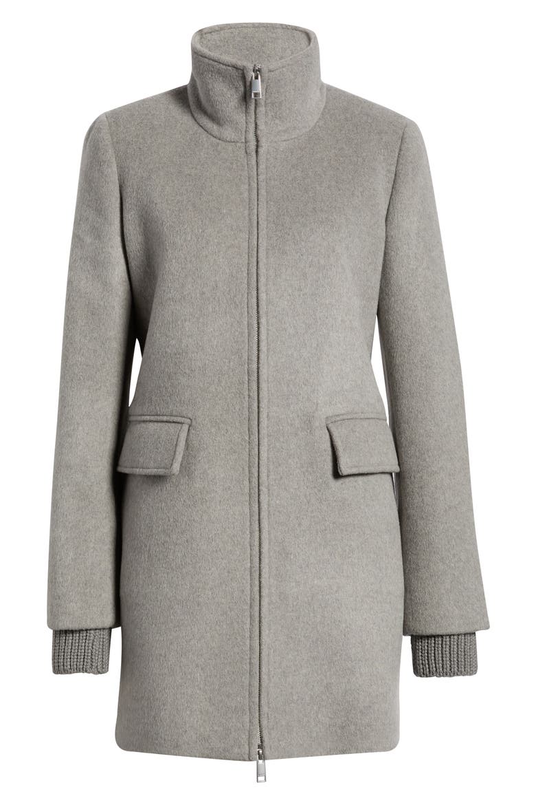 Stand Collar Wool & Cashmere Blend Coat, Main, color, LIGHT HEATHER GREY