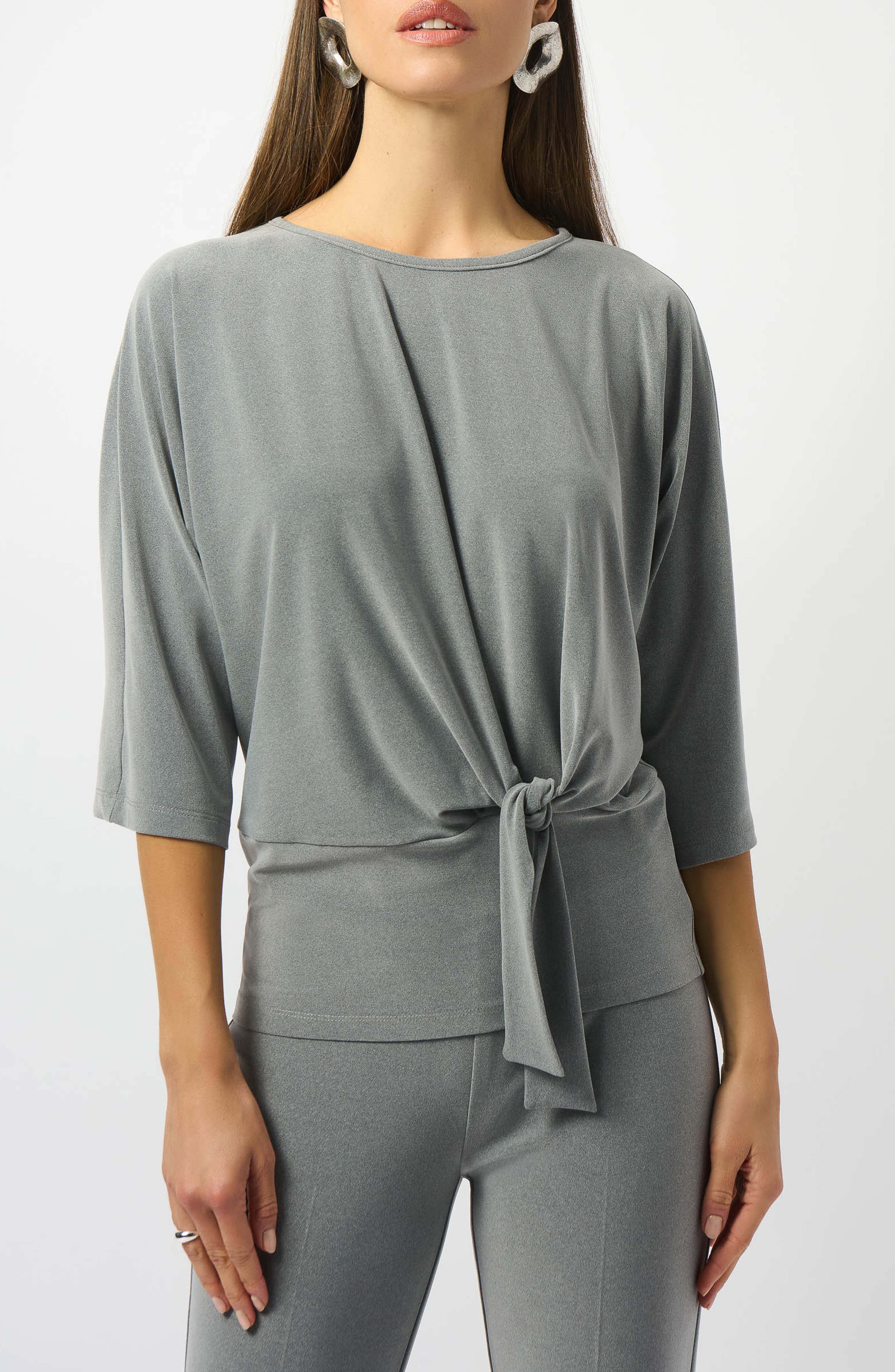 Melange Twist Hem Silky Knit Boxy Top