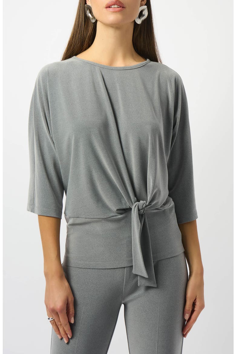 Melange Twist Hem Silky Knit Boxy Top, Main, color, GREY MELANGE