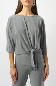 Joseph Ribkoff Melange Twist Hem Silky Knit Boxy Top