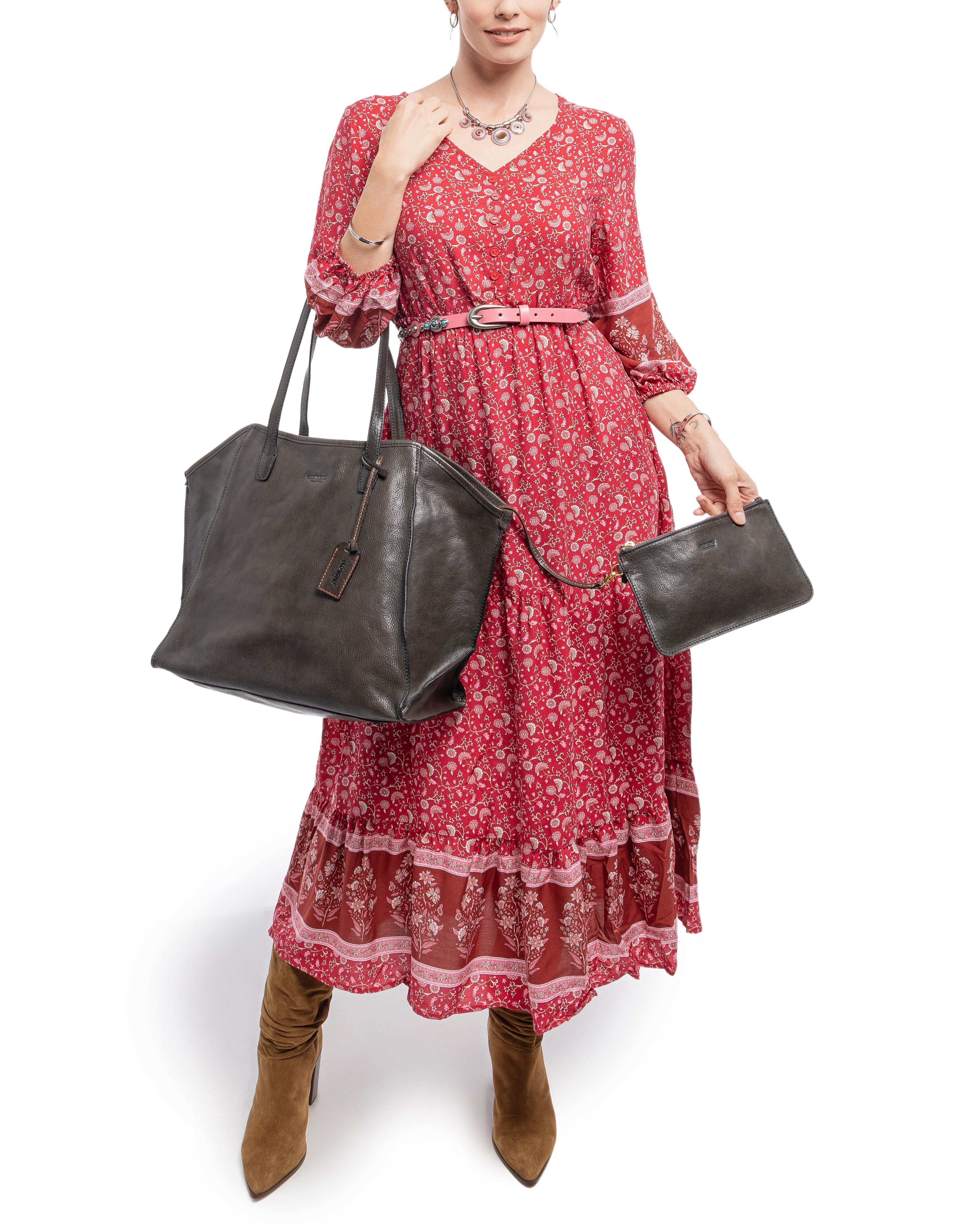 OLD TREND Iris Genuine Leather Soft Structured Carryall Tote, Alternate, color, Grey