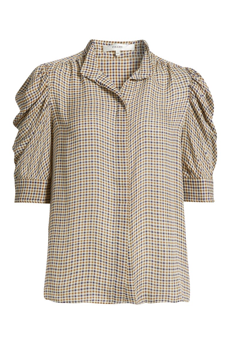 The Houndstooth Gillian Puff Sleeve Silk Top (Women) | Nordstrom