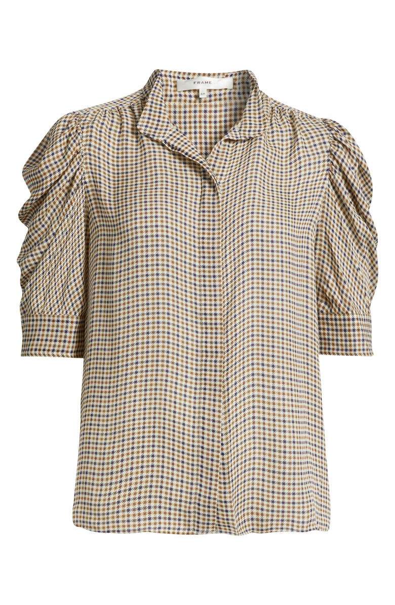 FRAME The Houndstooth Gillian Puff Sleeve Silk Top, Alternate, color, Houndstooth Multi