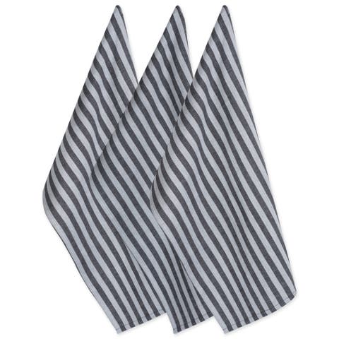 Classic Black/White Jacquard Stripe Dishtowel Set/3