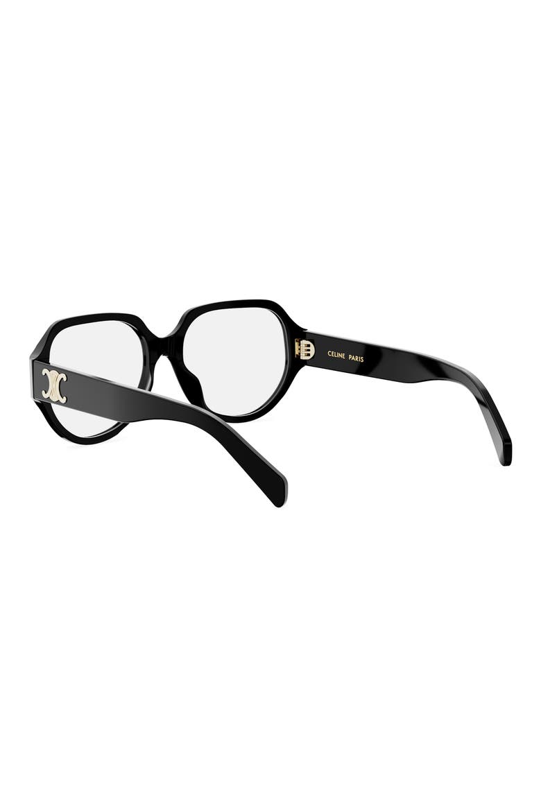 Triomphe 56mm Geometric Eyeglasses, Alternate, color, SHINY BLACK