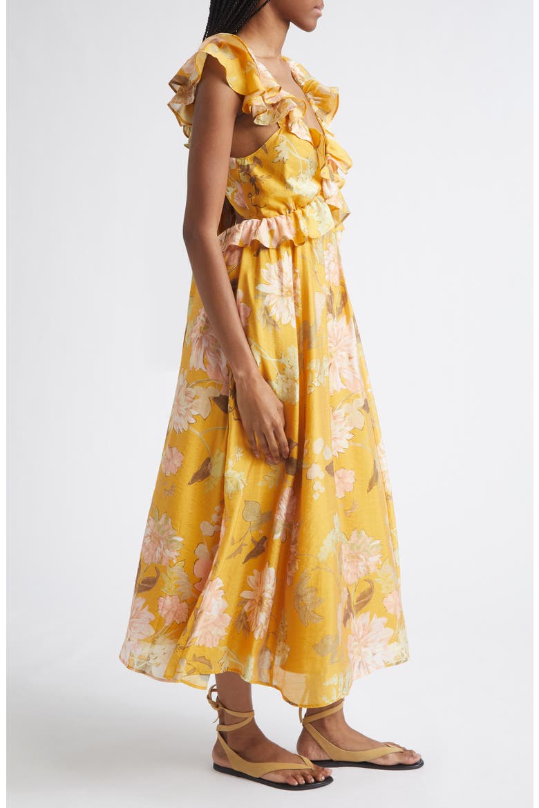Lucy Ruffle Midi Dress, Alternate, color, YELLOW