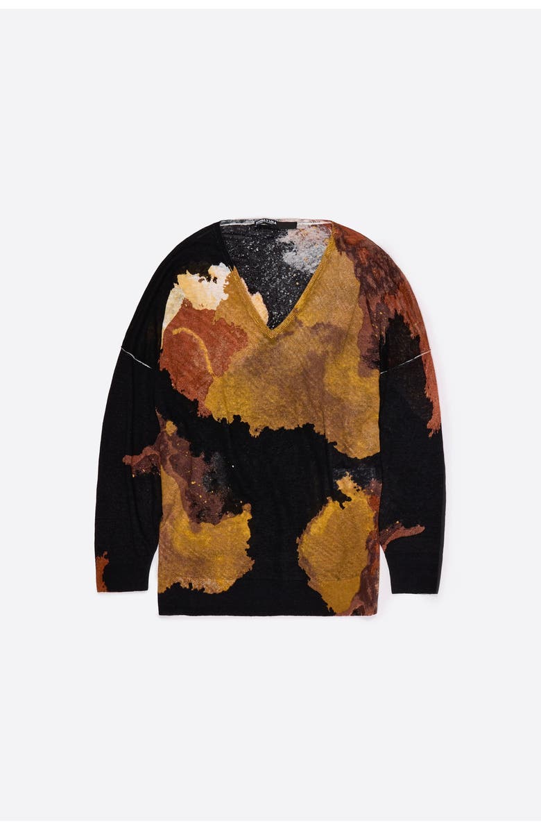 Bimba y Lola Long Straight-Fit Linen Sweater, Alternate, color, Blot Xl Black