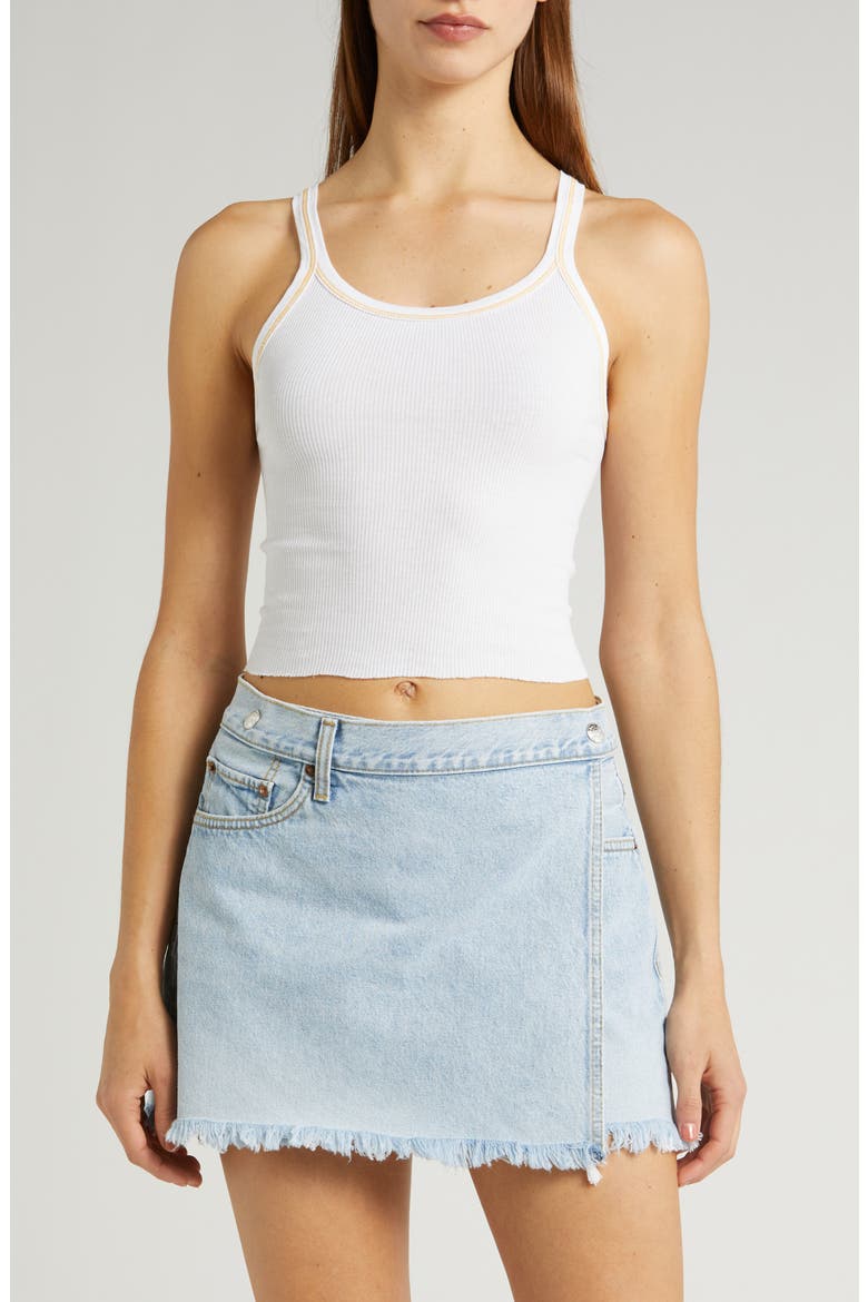 Rib Crop Tank, Main, color, WHITE WITH CLEMENTINE STITCH