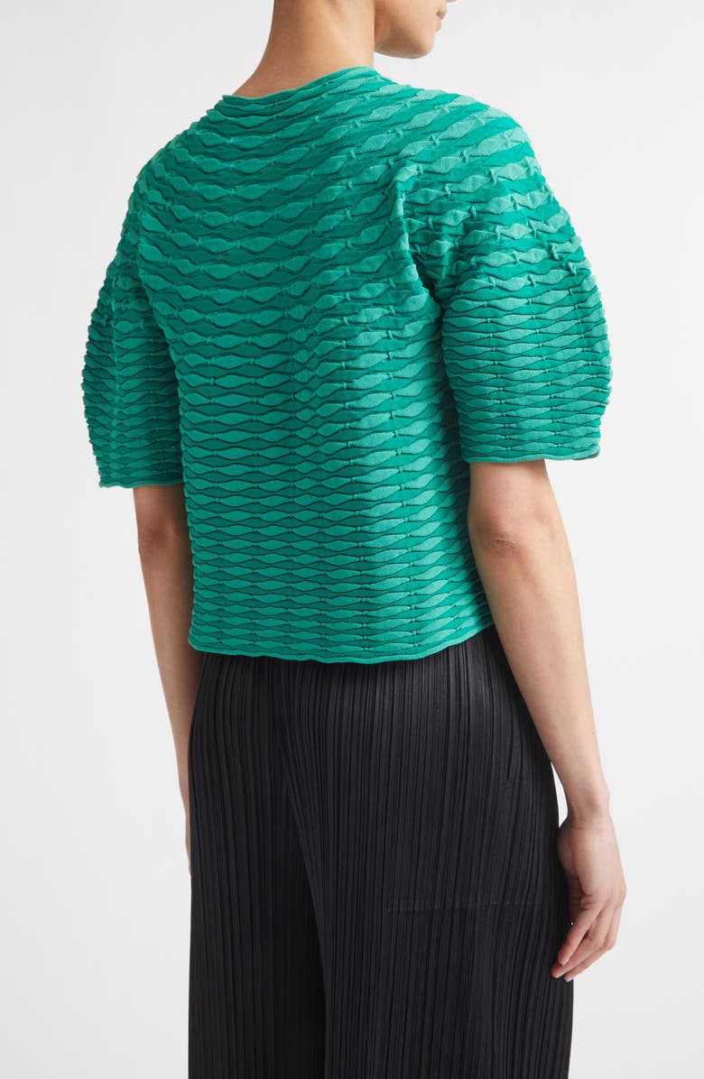 Pleats Please Issey Miyake Colorful Mushroom Knit Top, Alternate, color, Grass Green