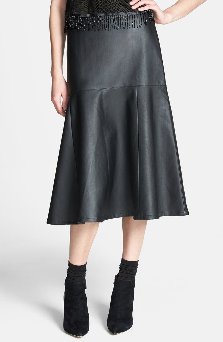 Tildon Faux Leather Flared Midi Skirt, Main, color, 