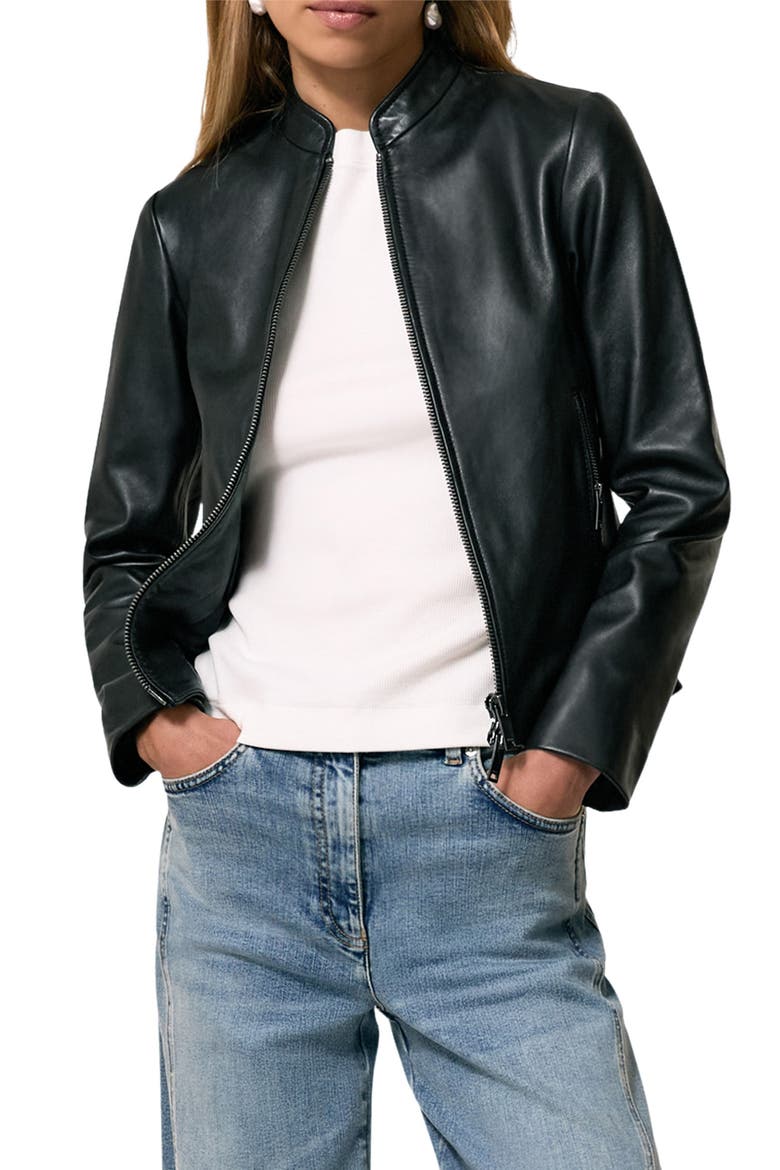 Allie Leather Jacket, Main, color, BLACK