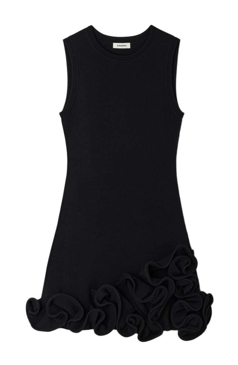SANDRO Floral knit mini dress, Alternate, color, Black