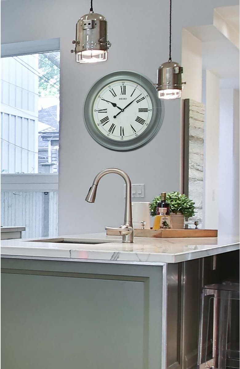 Seiko Noa Wide Frame Wall Clock, Alternate, color, Grey