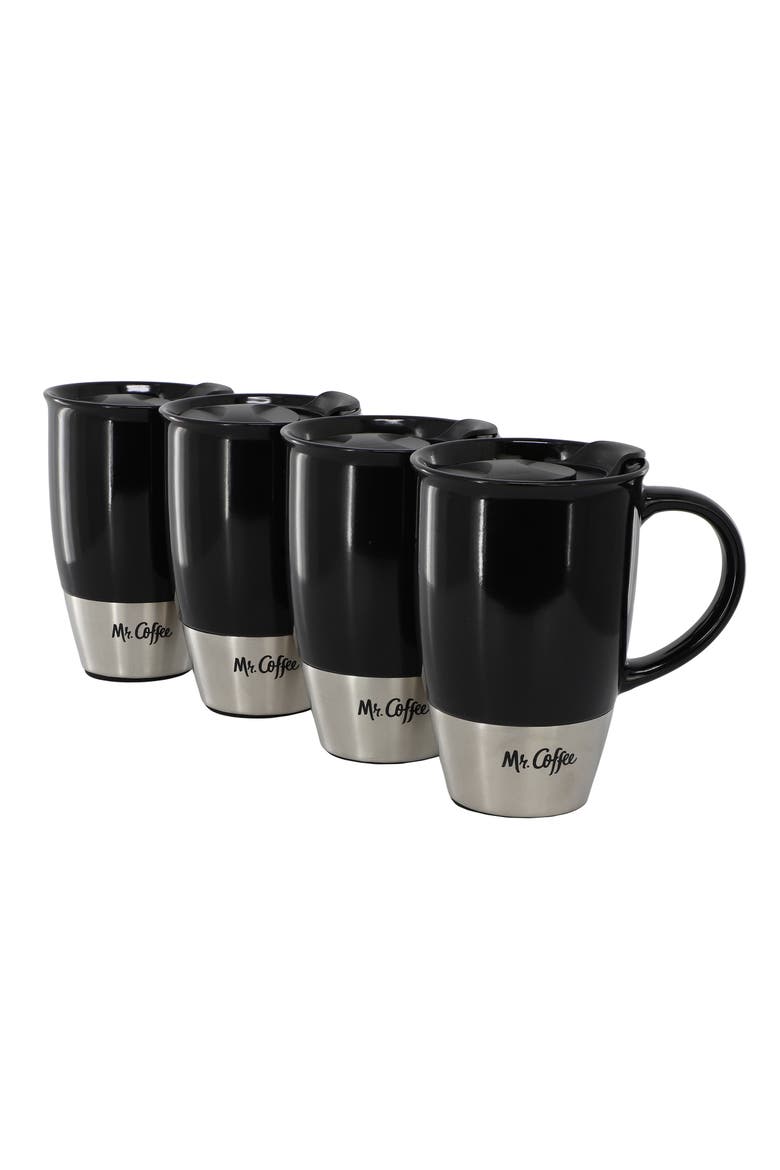 4 Piece 15 Ounce  Travel Mug Set, Main, color, Black