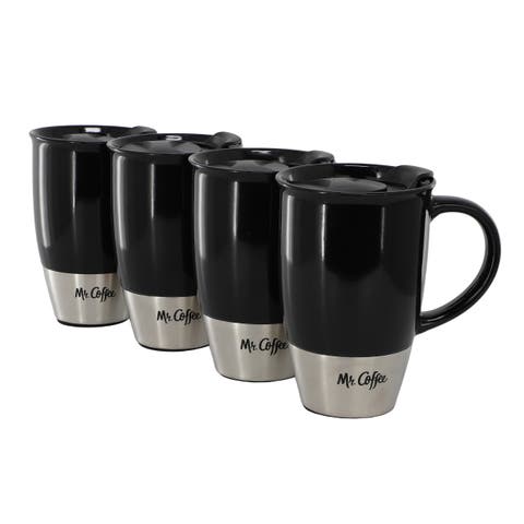 Coupleton 4 Piece 15 Ounce Stoneware Travel Mug Set  with Lid