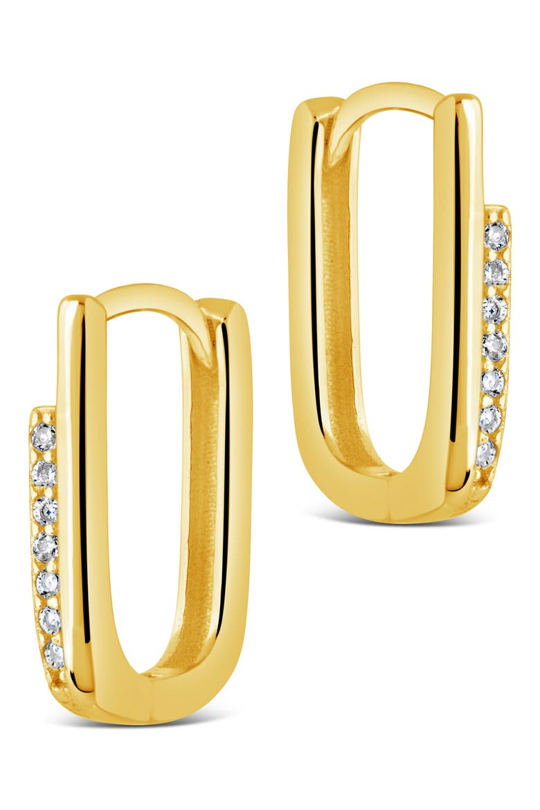 Nadine Cubic Zirconia Rectangle Hoop Earrings, Alternate, color, GOLD