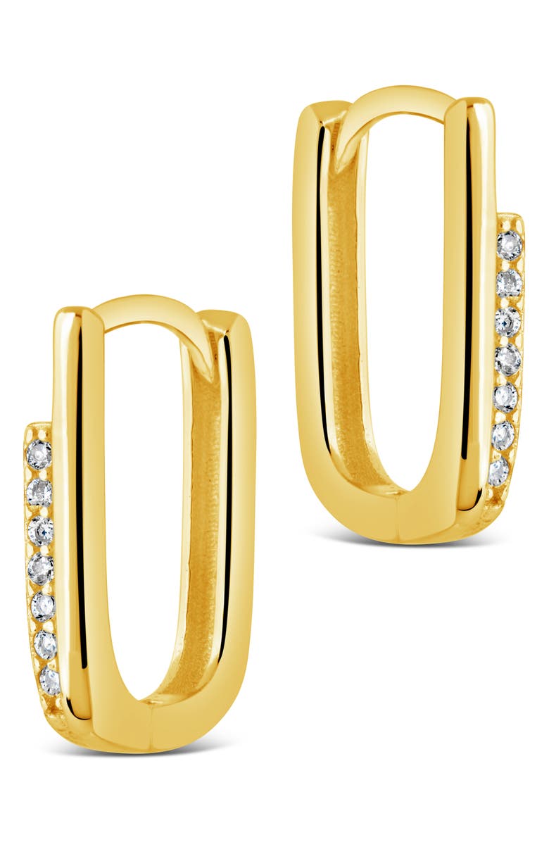 Sterling Forever Nadine Cubic Zirconia Rectangle Hoop Earrings, Alternate, color, Gold