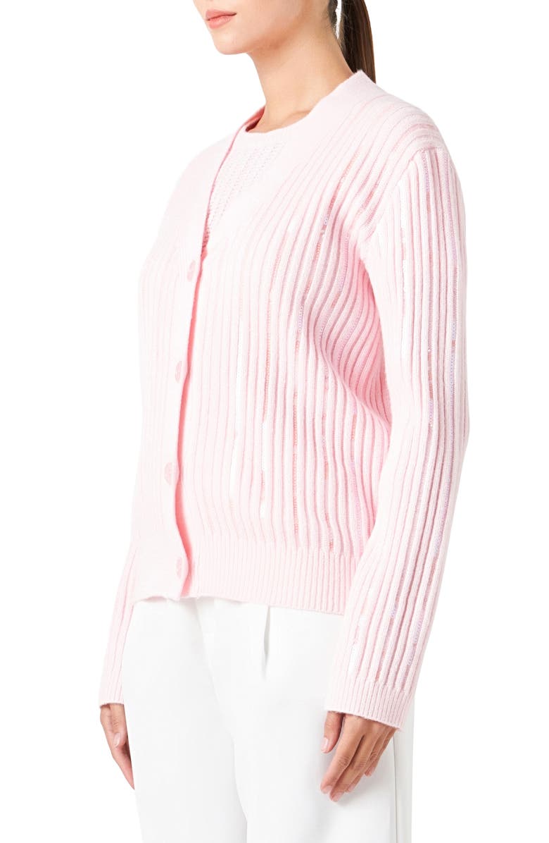 Endless Rose Sequin Rib Cardigan, Alternate, color, Light Pink