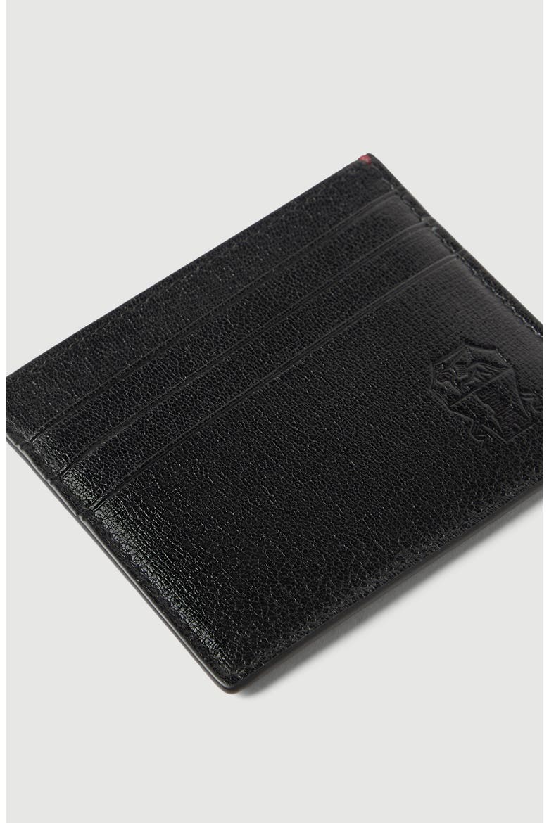 Brushed leather card holder, Alternate, color, Black