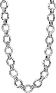 LAGOS Sterling Silver Fluted Small Oval Link Necklace