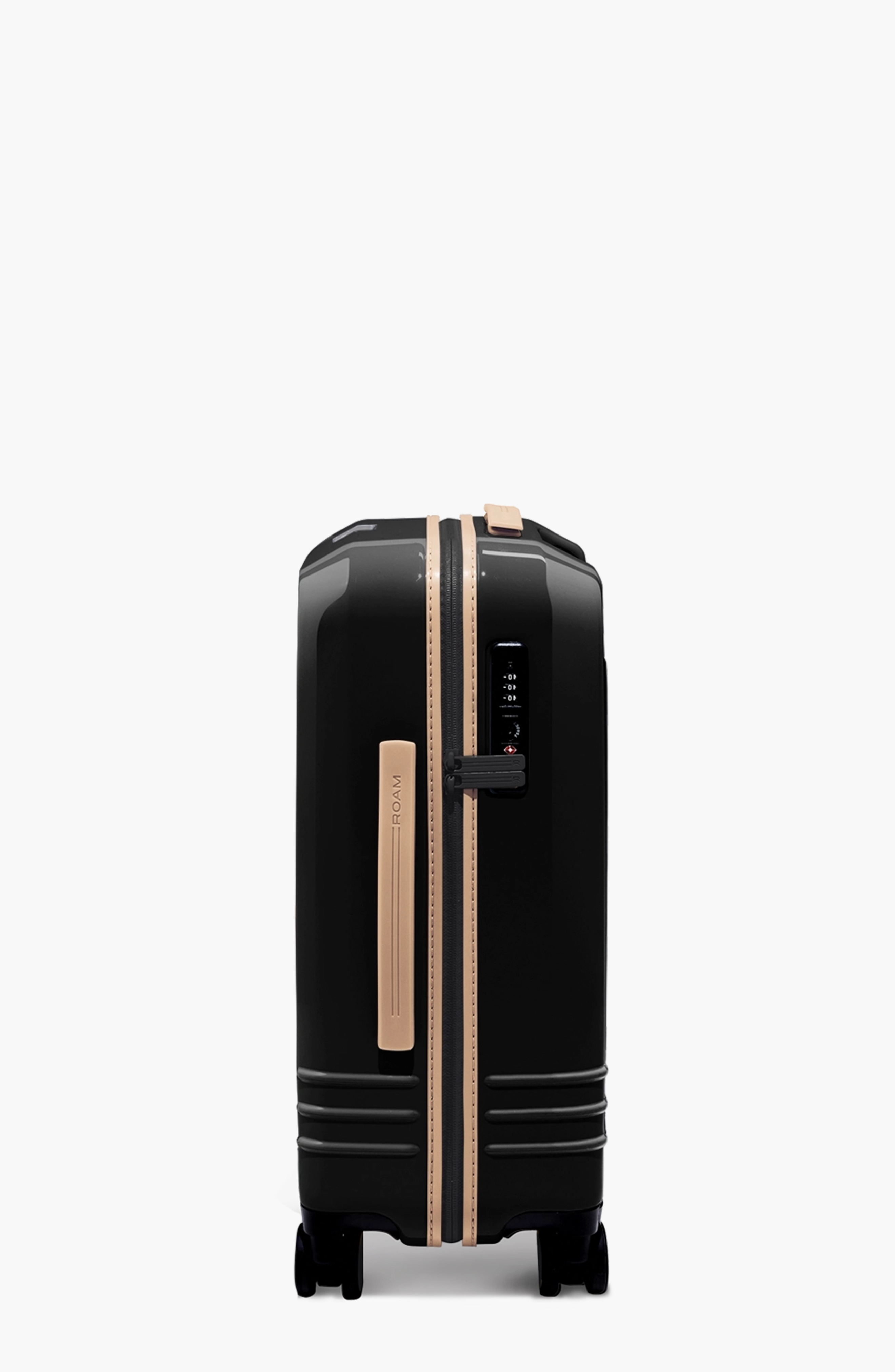 ROAM Luggage Large Carry-On Luggage, Alternate, color, Black Gloss / Tan Trim