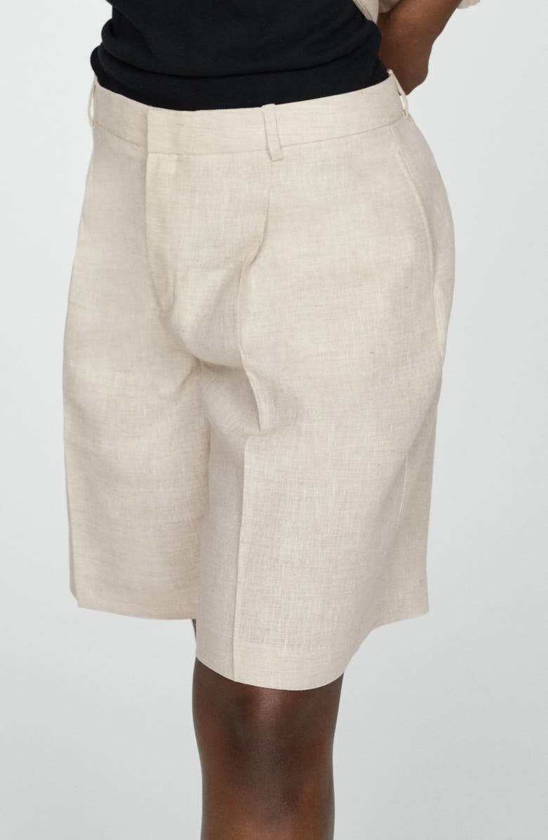MANGO Linen Bermuda Shorts, Alternate, color, Light/ Pastel Grey