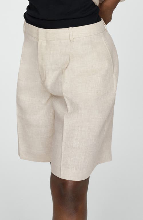 Mango Linen Bermuda Shorts In Neutral