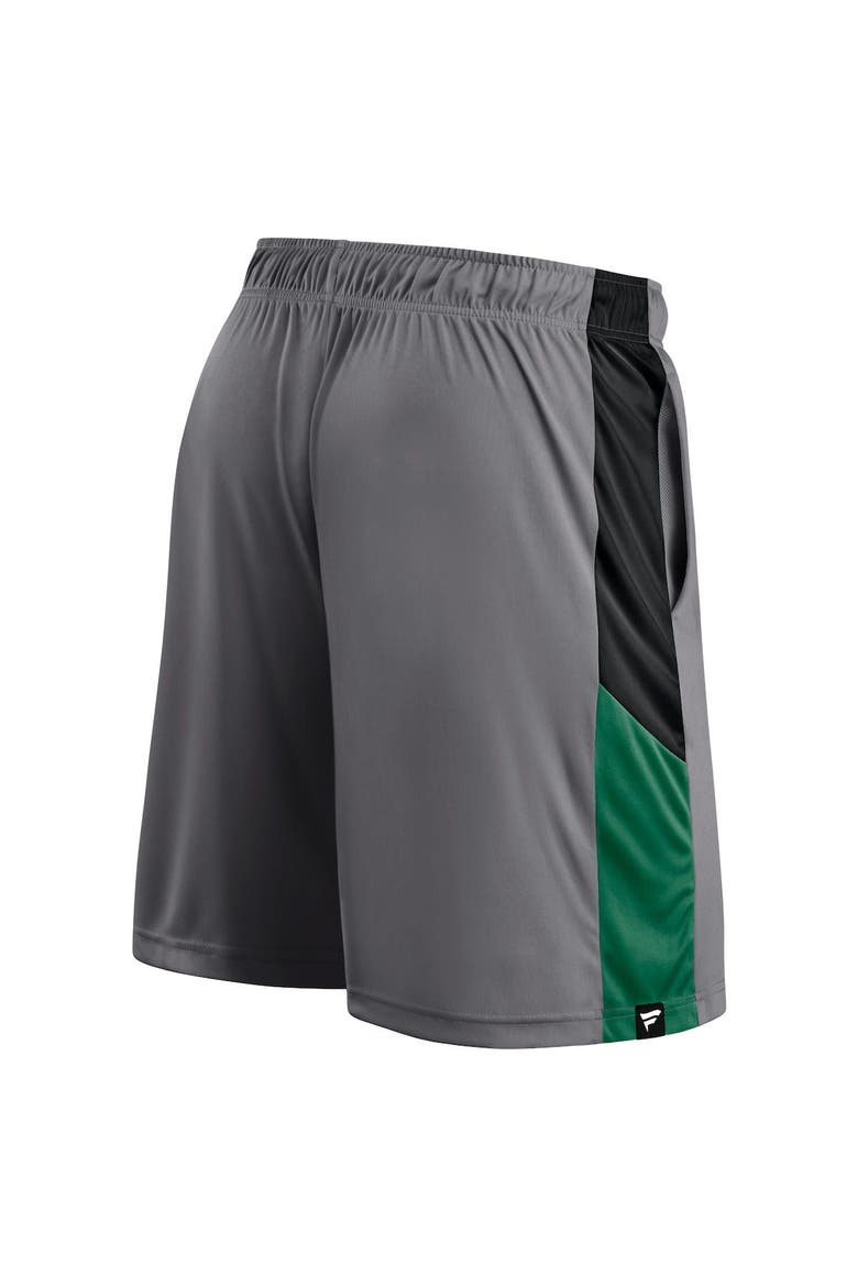 Men's Fanatics Branded Charcoal Boston Celtics Champion Rush Colorblock Performance Shorts, Alternate, color, Kelly Green