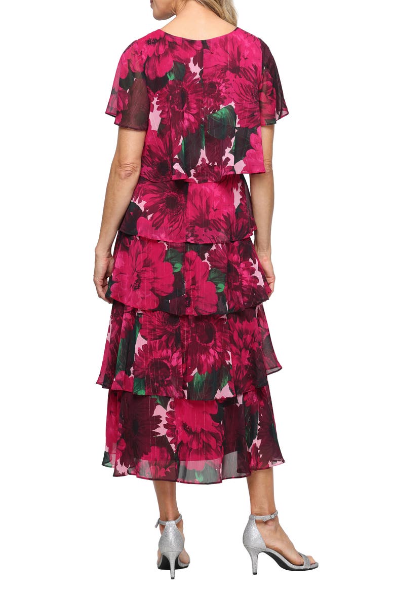 Floral Print Ruffle Maxi Dress, Alternate, color, PINK MULTI