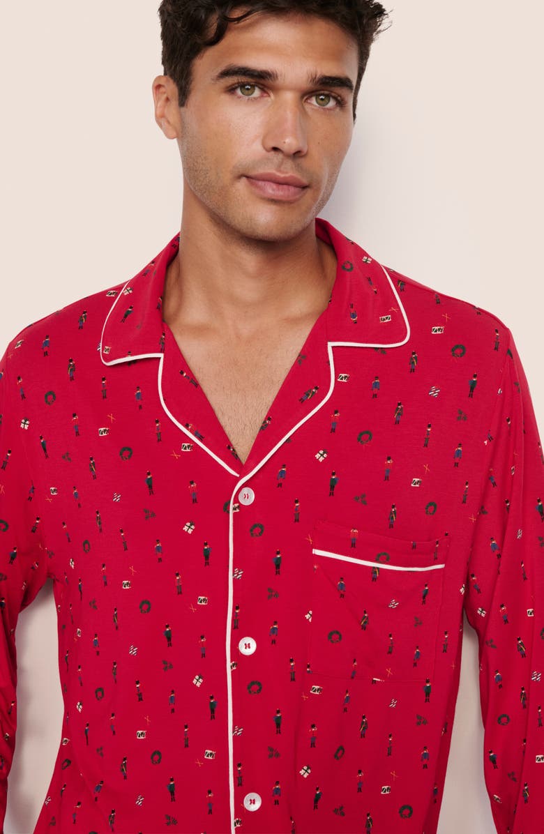 Eberjey William Print Stretch Tencel<sup>®</sup> Modal Long Pajamas, Alternate, color, Nutcracker Holly Red