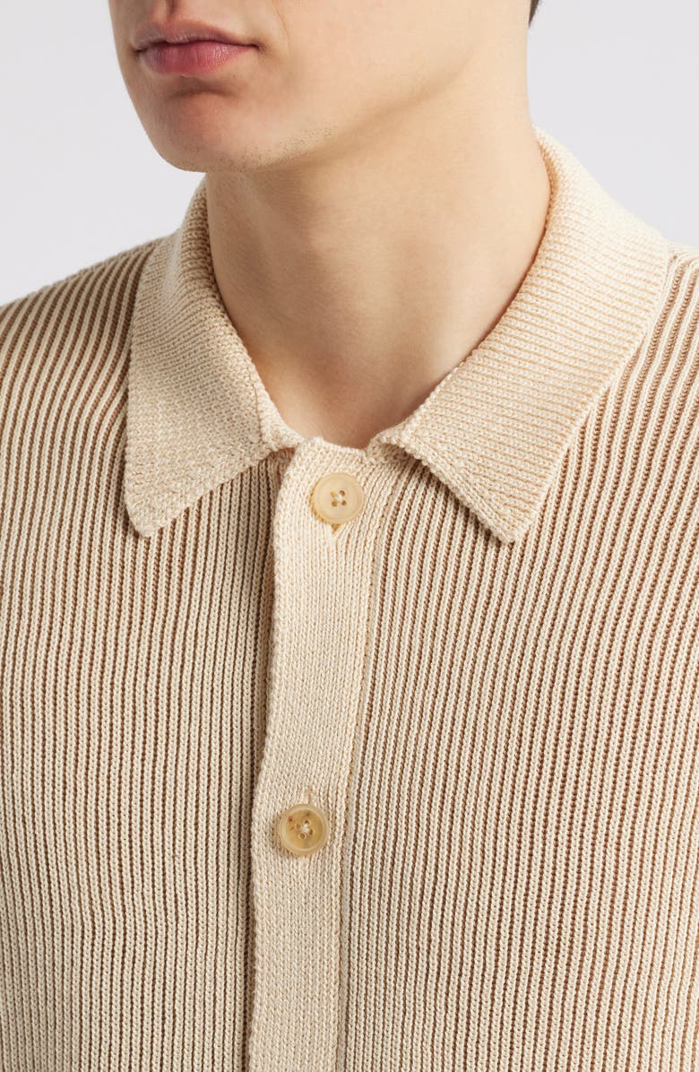 Corridor Plated Short Sleeve Cotton Cardigan, Alternate, color, Natural