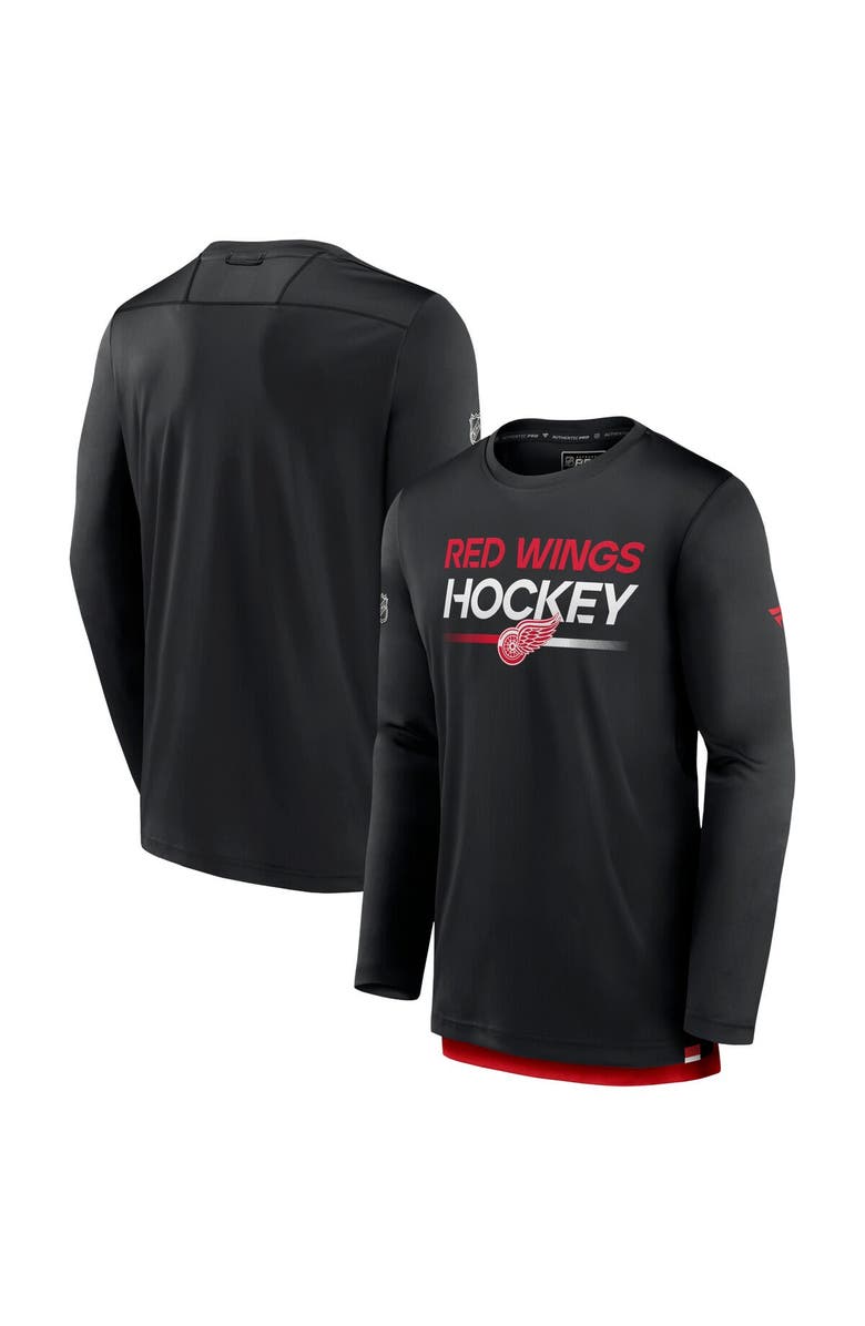FANATICS Men's Fanatics Branded  Black Detroit Red Wings Authentic Pro Long Sleeve T-Shirt, Main, color, 
