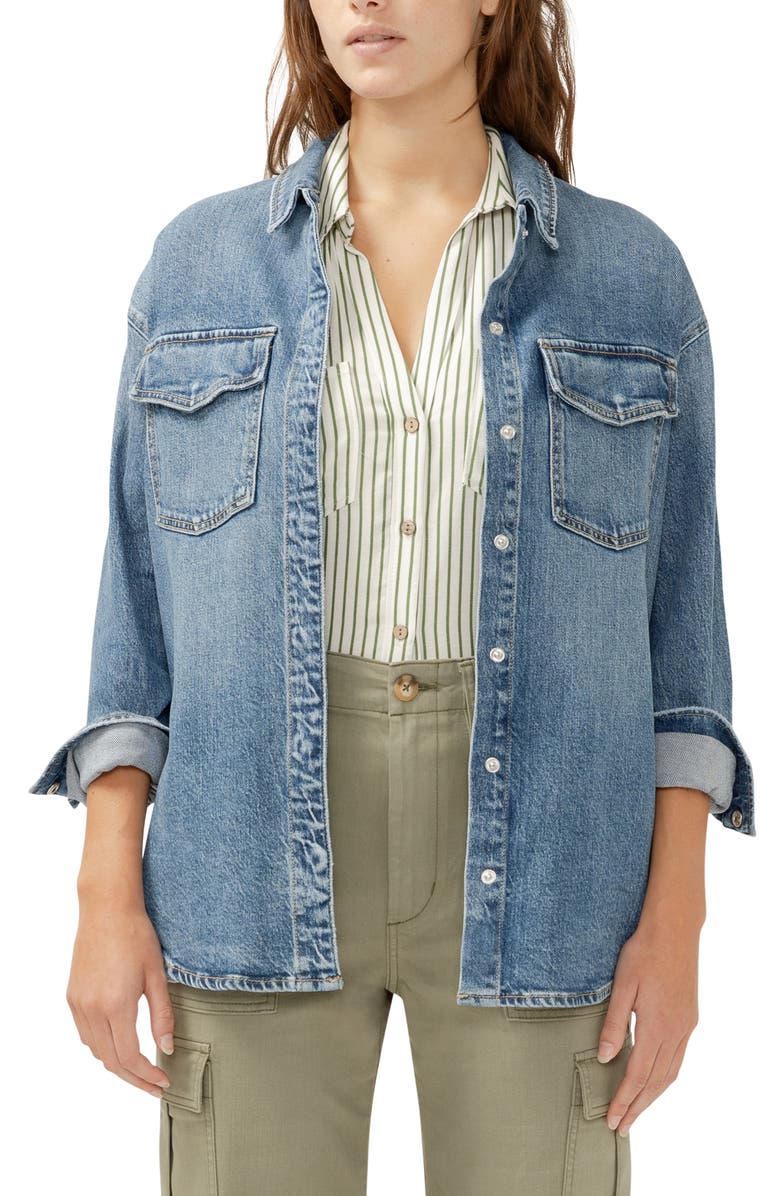 Silver Jeans Co. Oversize Denim Shirt Jacket, Alternate, color, Indigo