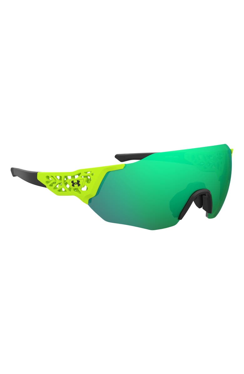 Under Armour 99mm Next Level Shield Sunglasses, Alternate, color, Green Fluo Black