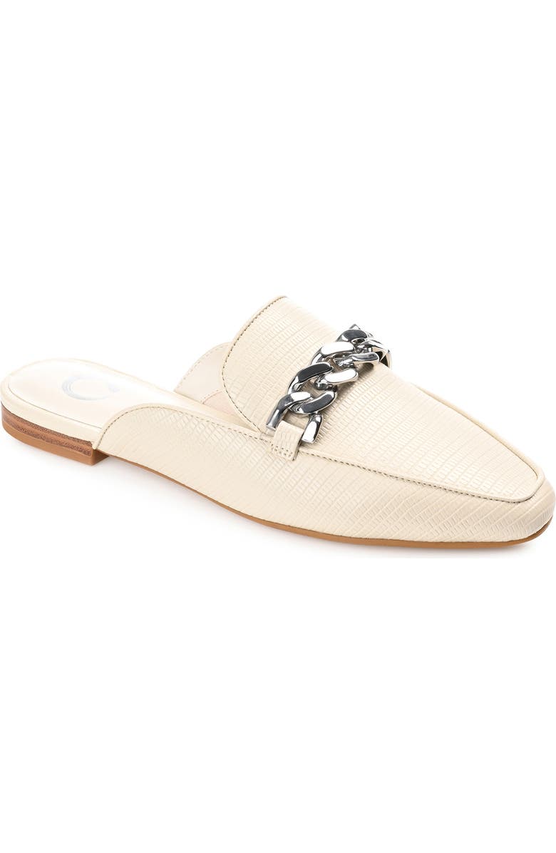 Journee Collection Hazina Embossed Lizard Mule, Main, color, Ivory