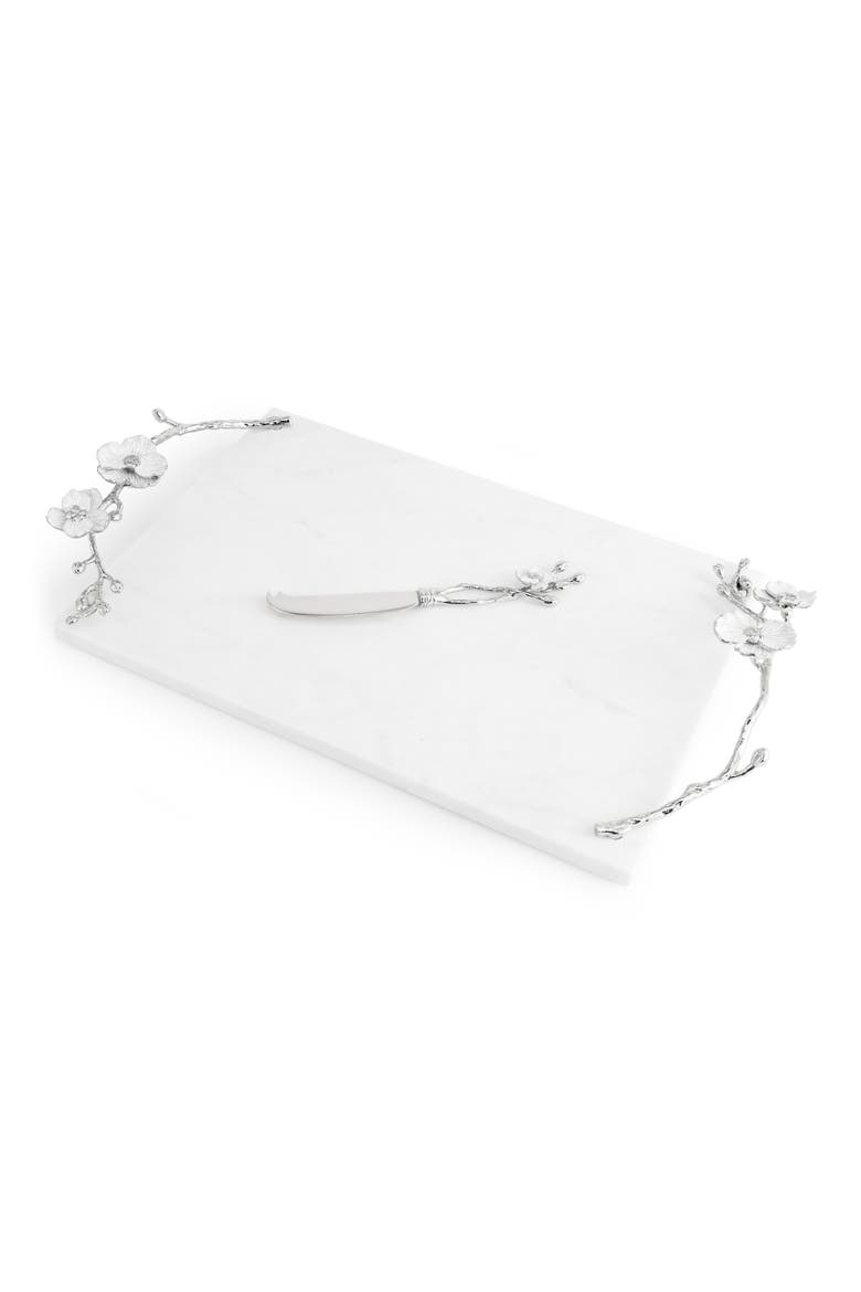 Orchid Cheese Board with Knife, Alternate, color, SILVER