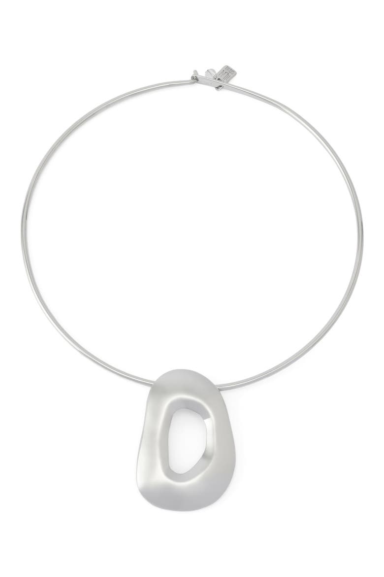 Sculptural Pendant Necklace, Main, color, RHODIUM