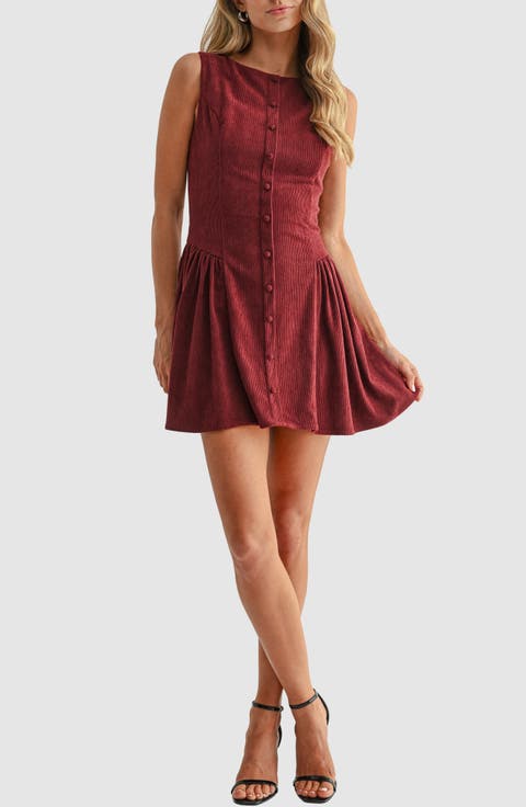 Corduroy Fit and Flare Minidress