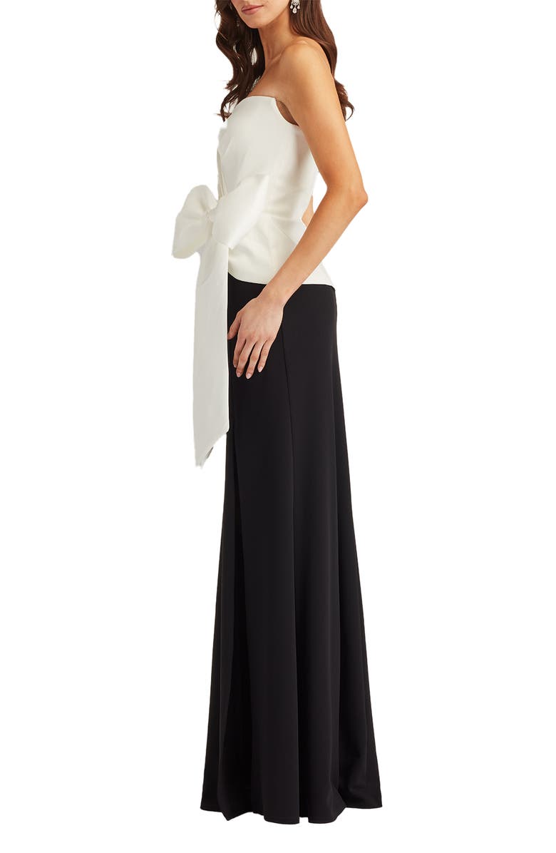 Tadashi Shoji Strapless Stretch Crepe Gown, Alternate, color, White/ Black