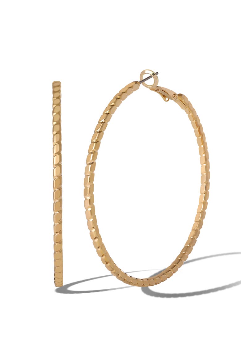 JS Jessica Simpson Textured Omega Gold-Tone Large Hoop Earrings, Main, color, Gold