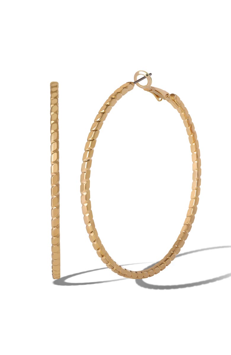 Jessica Simpson Twisted Gold-Tone Statement Hoop Earrings, Main, color, Gold