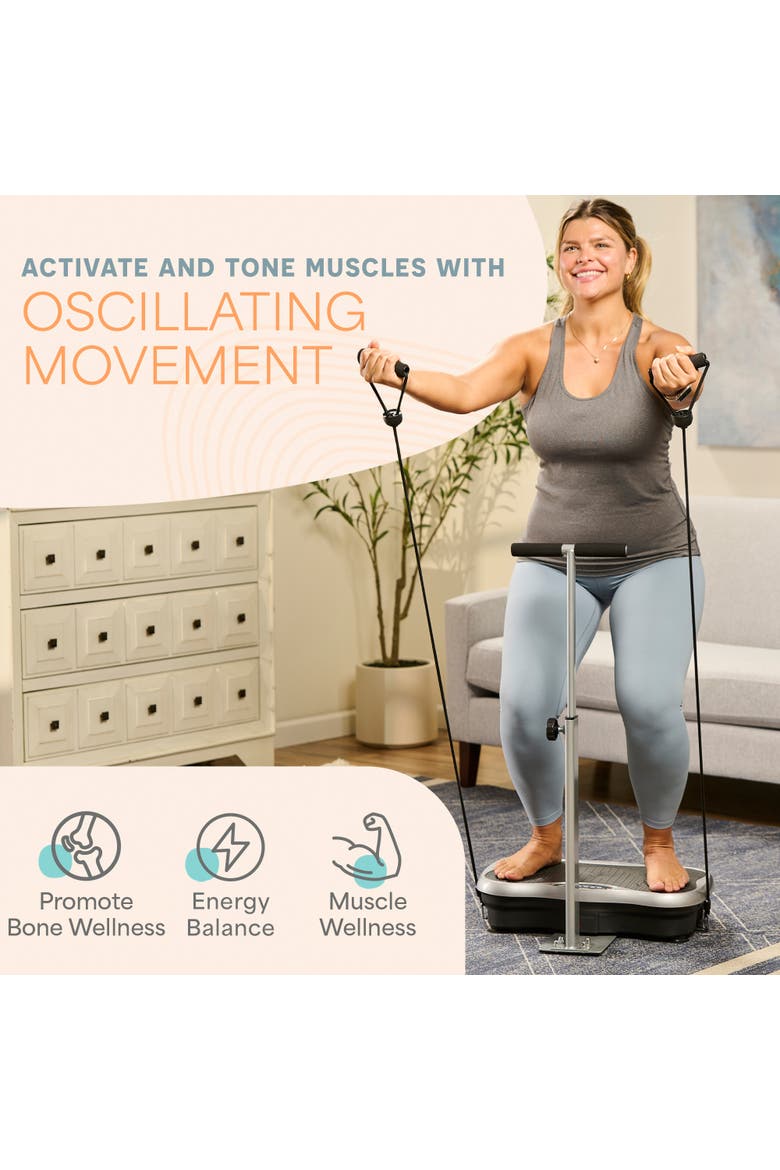 TrimLite Vibration Plate Exercise Machine with Handlebars for Full Body Fitness, Alternate, color, Grey