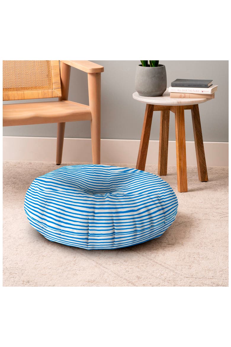 Marker Stripes Floor Pillow, Alternate, color, BLUE/WHITE