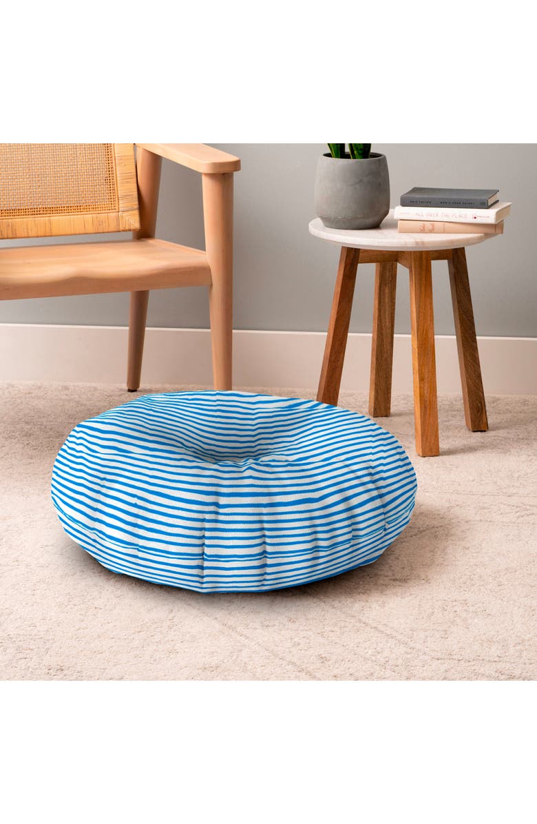 Deny Designs Marker Stripes Floor Pillow, Alternate, color, Blue/White