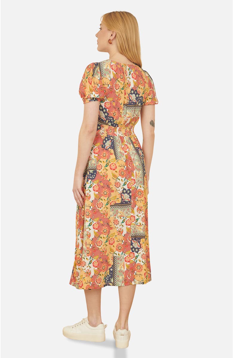 Yumi Floral Patchwork Print Midi Shirt Dress, Alternate, color, Multi